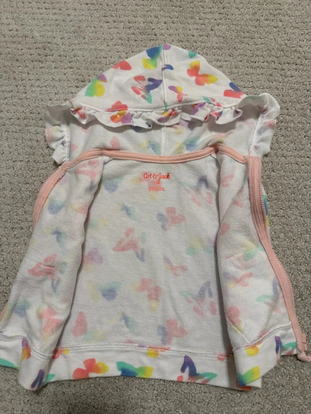 Cat & Jack Butterfly Zipper Hoodie - 12 M